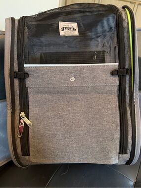 Gray Pet Backpack Carrier with Mesh Ventilation